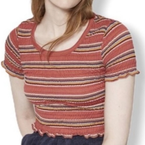 Wild Fable Elastic Stripe Women's Crop Top EUC plus size 3x rust/ burnt orange - Picture 2 of 5